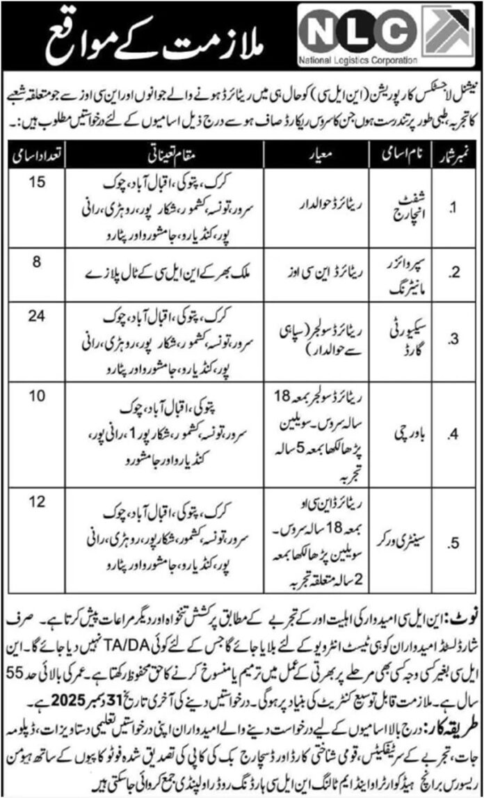 National Logistics Cell NLC Jobs 2026 ✅ Last Date : 17 April 2026 ✅ Apply Online From NLC Website
